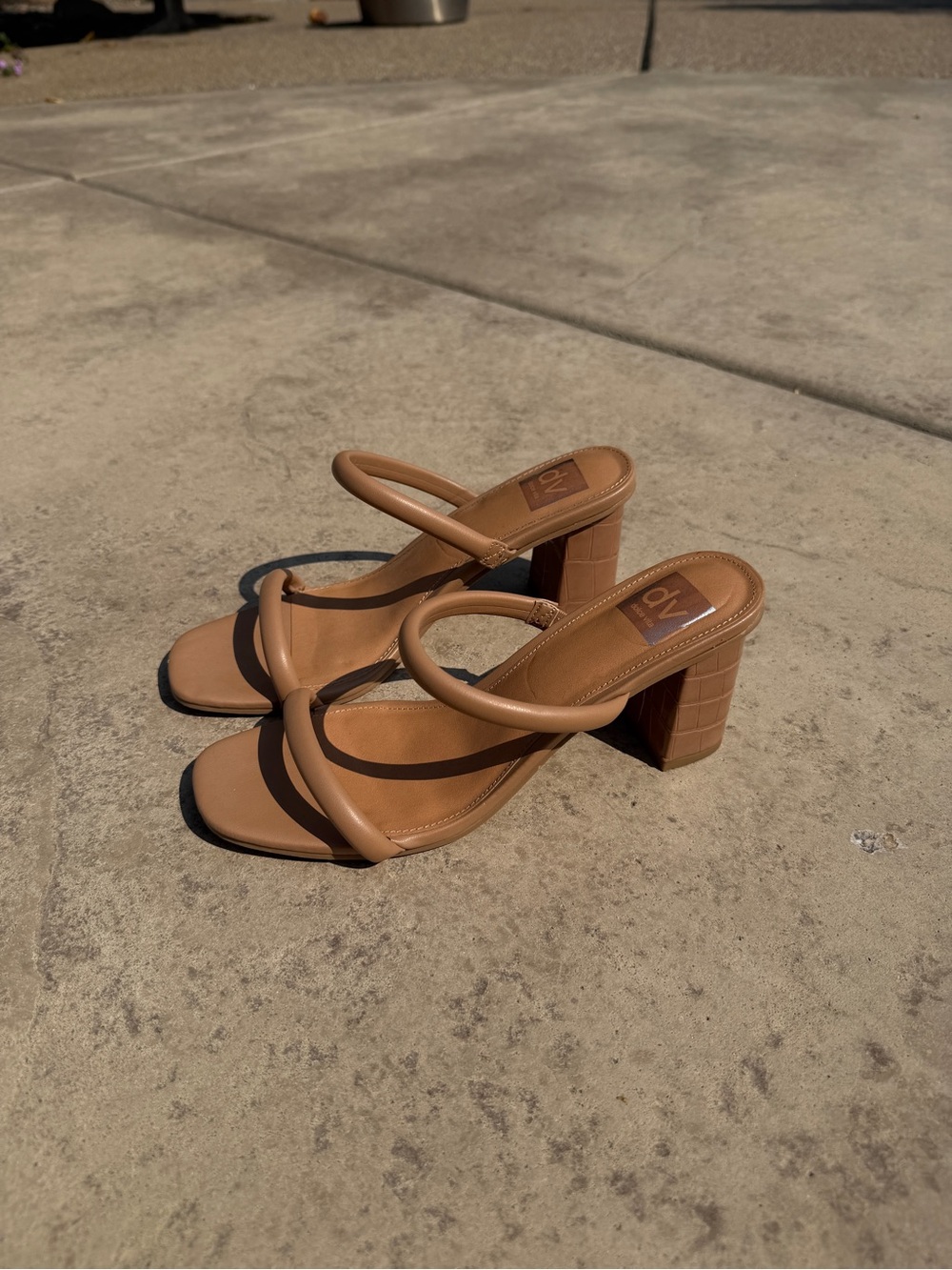 Dolce Vita Tan Chunky Strapped Heels